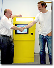 Peter Klein (left), President of KLN KLEIN Product Development with Alex Garden (right), CEO of of iVALET Systems Inc., click to see larger image